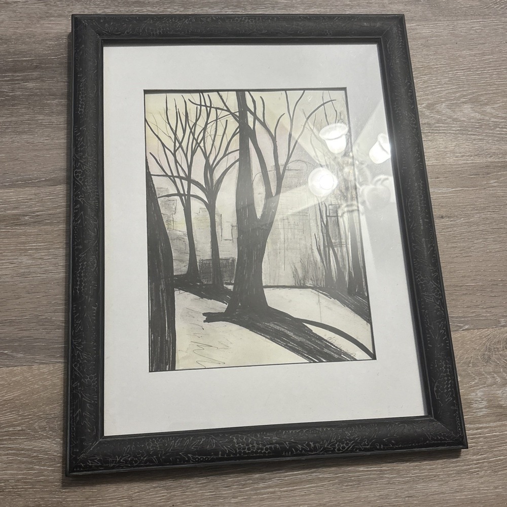 Original Central Park Contemporary Urban Landscape Signed Etching Drawing 2008